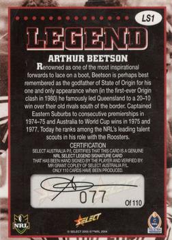 2005 Select Power - Signature Cards #LS1 Arthur Beetson Back
